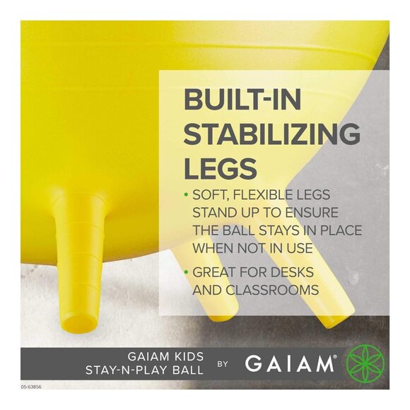 Gaiam Kids Stay-N-Play Balance Ball Chair - 45cm Green Crazy Silly with Air Pump - Picture 3 of 6